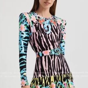 Desigual Multicolor Floral Print Dress - Black, Yellow, Pink, Blue, Green